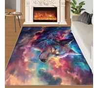 Alfombras de lobo para sala de estar, 60 x 90 cm, alfombra antideslizante para dormitorio, comedor, cielo estrellado, animales, para decoración del hogar, habitación y oficina