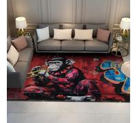 Alfombras de mono para tocar la trompeta Graffiti sala estar Mural urbano Arte pop área pequeña dormitorio lavable a máquina Suave Pelo corto Antideslizante habitación los niños alfombra 180x240cm