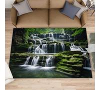 Alfombras de otoño para habitación de niños, alfombras de área forestal para dormitorio, alfombra de cascada y decoración del hogar, alfombra antideslizante de pelo bajo para sala de juegos de