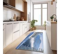 Alfombras de Pasillo Larga 80 x 120 cm Pintura Al Óleo Manada Lobos Montañas Bosque Alfombra de Pasillo de Lujo, Antideslizante, Suave, Lavable, Para Entradas, Pasillos, Dormitorio, Lavandería, Azul