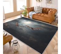 Alfombras de Pelo Corto 140x200 cm Noche Oscura MurciéLagos Luna Alfombra de Franela Suave, Respaldo Antideslizante Gris Alfombra Interior para Sala Habitación y Cuarto Infantil