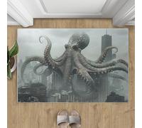 Alfombras de pulpo para sala de estar, 60 x 90 cm, gigante, diseño de monstruo marino, para dormitorio, calamar, lavable, antideslizante, no se desprende, para comedor, cocina y oficina