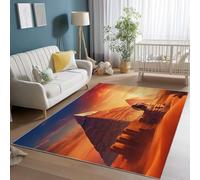 Alfombras de Sala de Estar 140 x 200 cm, Suaves Surrealista Desierto Pirámides Estampado Alfombras, Lavable Antideslizante Pelo Corto Alfombra Naranja Amarillo, para Dormitorio Comedor Oficina