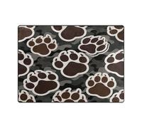 Alfombras de sala de estar de 4 x 5 pies, alfombra moderna para habitación para zonas de alto tráfico en sala de estar, dormitorio (4 x 5 pies, natural), huella de animal, oso, negro, café y marrón