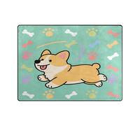 Alfombras de sala de estar de 4 x 5 pies, lavable a máquina, alfombra para sala de estar para habitación de niños, decoración del hogar (4 x 5 pies, natural), lindo perro animal