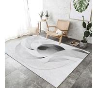 Alfombras de Sala de Estar, Minimalismo Geometría Curvas Estampado Negro Blanco Alfombra Franela Suaves Lavable Antideslizante No Pierde Pelusa, para Interiores, 140 x 200 cm