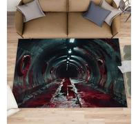 Alfombras de túnel para habitación de niños, alfombras de área de túneles abandonados para dormitorio, alfombra temática de terror y decoración del hogar, alfombra antideslizante de pelo bajo para