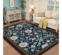 Alfombras de Zona 140x200 para salón Dormitorio Alfombra Lavable adorables Margaritas Bohemias Antideslizantes y Pelo bajo Fina Lana sintética Comedor Interior residencia Plantas Frescas felpudos