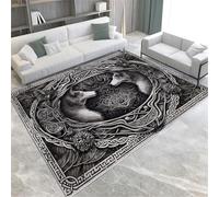 Alfombras del Área Negra Línea Celta Celtic Wolf De Interior Suave Lavable A Máquina Lavable, Alfombra De Pila Corta para Sala De Estar Hallway De Cocina Y Conservatorio De Cocina,