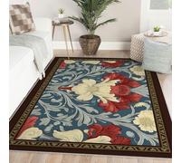 Alfombras del salón 80x150 Alfombra de Entrada Felpudo Moderno Zona Antideslizante Lavable Pelo bajo Finas para Suelo Cocina sofá Mesilla Decoración estética Floral Vintage