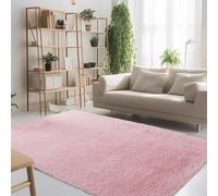 Alfombras Dormitorio 105 x 120 cm Lavable Antideslizante Alfombra Esponjosa de Cama sin Pérdida de Cabello Adecuado para Salón Dormitorio Baño Sofá Silla Cojín, Rosa