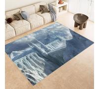 Alfombras Dormitorio Lavable 140x200 cm Castillo MontañAs Nieve Impresión 3D Antideslizante Alfombra Línea Corta Tapetes para Sala Estar Salón Té Finca Rural Al Aire Libre (Reducción de Ruido)