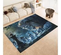 Alfombras Dormitorio Lavable 140x200 cm LeóN Corona Ajedrez Pieza Impresión 3D Antideslizante Alfombra Línea Corta Tapetes para Sala Estar Salón Té Finca Rural Al Aire Libre (Reducción de Ruido)