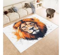 Alfombras Dormitorio Lavable 140x200 cm LeóN MarróN Arte Impresión 3D Antideslizante Alfombra Línea Corta Tapetes para Sala Estar Salón Té Finca Rural Al Aire Libre (Reducción de Ruido)