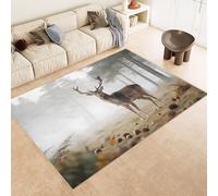 Alfombras Dormitorio Lavable 160x230 cm Sika Ciervo Bosque Hierba Impresión 3D Antideslizante Alfombra Línea Corta Tapetes para Sala Estar Salón Té Finca Rural Al Aire Libre (Reducción de Ruido)