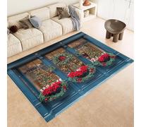 Alfombras Dormitorio Lavable 180x240 cm áRbol de Navidad Corona Impresión 3D Antideslizante Alfombra Línea Corta Tapetes Para Sala Estar Salón Té Finca Rural Al Aire Libre (Reducción de Ruido)
