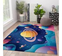 Alfombras Espacio Exterior 200x300 pequeño Universo Sistema Solar Planeta Dibujos Animados Sala Juegos Lavable salón Dormitorio sofá Interior poliéster