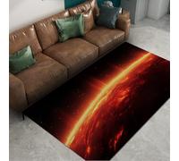 Alfombras Espacio Sci fi Horizonte Solar Lavable Alfombra Galaxia roja Pelo Corto Franela Suave Antideslizante tapete Sala de Juegos salón decoración 180x300cm
