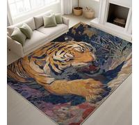 Alfombras estampadas resistentes a la decoloración, modernas, atrevidas y resistentes, duraderas, dinámicas, animales feroces, tigre feroz, potente, bestia, antideslizante, 120 x 160 cm, para