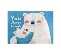 Alfombras estéticas de 4 x 5 pies para habitación, dormitorio, comedor, granja, guardería, oficina en casa (4 x 5 pies, natural), oso glaciar azul