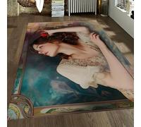 Alfombras Estilo rococó Retrato Femenino Vintage Lavable Alfombra Franela Pelo Corto Antideslizante tapete Decorativo tocador Oficina Alto tránsito 200x250cm
