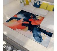 Alfombras Floral Tinta Abstracta Azul Marino Coral Lavable Alfombra Pinceladas Franela Pelo Corto Antideslizante tapete Arte Moderno Dormitorio Oficina 200x300cm
