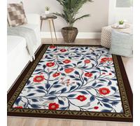 Alfombras Florales Vintage 140x200 Flores Modernas adorables Alfombra Enredaderas botánica Bohemia decoración hogar Alfombra Suave Antideslizante Pelo bajo salón Dormitorio Estudio