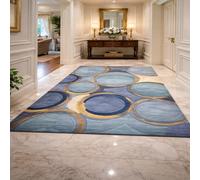 Alfombras grandes para sala de estar, geométrica moderna, abstracta, azul, verde azulado, amarillo, beige, marrón, 170 x 200 cm, alfombra suave para salón, familia, granja, comedor, decoración del