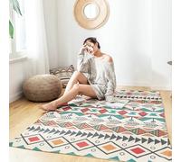 Alfombras grandes para sala de estar, patrón geométrico colorido con borlas, rectangular, lavable, para sala de estar, dormitorio, comedor, estilo 1, 120 x 180 cm