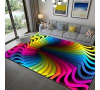 Alfombras Grandes para Salon Habitacion, Alfombra De Área del Piso, Moderno Antideslizantes Mats De Puerta, Alfombras De Decoración con Impresión 3D Rayas Geométricas Abstractas 100 X 2-6145810878192