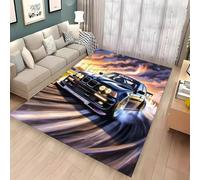 Alfombras Habitacion Infantil Clásico Auto Grafiti Carreras 3D, Decoración de áreas de Juegos para Niños Adolescentes, Alfombra Antideslizante para Sala de Estar, Zona de Sofá, 80x120 cm, Color 1