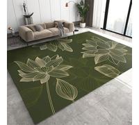 Alfombras Home Decoe Estampadas por Plantas abstractas, alfombras Antideslizantes Verdes Lavables con patrón de Fashion Lotus, aplicadas en el salón, Dormitorio, Comedor y Pasillo (50x80cm)