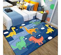 Alfombras Infantil Dinosaurio 3D Alfombra Salon Antideslizante Gris Azul Música Rock Tiranosaurio Alfombras Gaming Alfombra de Habitación Alfombra para Niños Lavable (Azul Marino,120 x 160 cm)