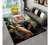 Alfombras Infantiles Niños Niñas Adolescentes Animales 3D Leopardos Bosques Tigres Mundo Submarino Peces Tropicales Paisaje Antideslizantes Alfombra para Salas de Estar Baños, 100x150 cm, Color 1