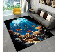 Alfombras Infantiles Niños Niñas Adolescentes Animales 3D Leopardos Bosques Tigres Mundo Submarino Peces Tropicales Paisaje Antideslizantes Alfombra para Salas de Estar Baños, 50x80 cm, Color 4