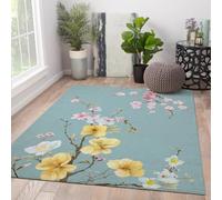 Alfombras japonés Ukiyo-e Cerezo Sakura botánica Floral Lavable Antideslizante Pelo Corto Suave Alfombra Dormitorio Entrada Cocina lavandería tapete 200x300cm