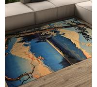 Alfombras japonesas Ukiyo-E Mount Fuji Cherry Blossom Carpet Asian Aesthetics Landscape Mate para Interior y Exterior Decoración del hogar Alfombra de Pelo bajo Antideslizante 200x250cm
