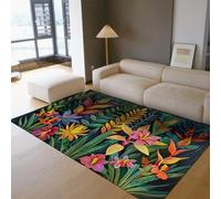 Alfombras Jungla Tropical Verde Oscuro Acuarela Flores Plantas Lavable Alfombra Pelo Corto Suave Base Antideslizante tapete salón Dormitorio Entrada 120x180