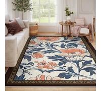 Alfombras Lavables 60x120 para el salón Cubierta Antideslizante Alfombra Blanca Azul Naranja de Acento Mesa Comedor Granja Dormitorio Oriental Floral Pelo bajo