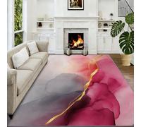 Alfombras lavables a máquina, 100 x 160 cm, diseño de mármol dorado, antideslizante, con tinta de alcohol, pelo bajo, extra suave, para sala de estar, dormitorio, cocina, salón, oficina, sala de