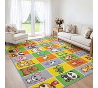 Alfombras lavables a máquina, 140 x 200 cm, suaves, antideslizantes, de pelo corto, pingüino, rana, zorro, para dormitorio, cocina, divertida alfombra de animales de dibujos animados