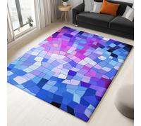 Alfombras lavables para sala de estar, 60 x 90 cm, esponjosas, multicolor, alfombras grandes para dormitorio, antideslizantes, de pelo bajo, suaves, abstractas, mosaico de vidrio 3D, alfombras para