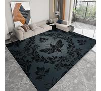 Alfombras Lavables para Sala de Estar Estilo gótico Polilla Estilo Oscuro 80 x 150cm, de Pelo Corto Suaves para Dormitorio - Antideslizantes, esponjosas de Lana sintética con Efecto