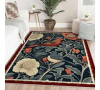 Alfombras Lavables salón 60x90 para felpudos Entrada Alfombra Oscura Interior Planta Vintage Estampado pájaros Alfombras Zona Antideslizante Pelo bajo Suave Cocina Puerta Principal Dormitorio