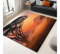 Alfombras Lavables Salvaje Natural 60 X 90 Cm Para Habitacion Comedor Dormitorio Cocina Oficina Infantil Habitacion Home, Pradera Puesta Sol Suave Antideslizante Color Naranja Alfombra Decorativa