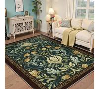 Alfombras Medievales Europeas Lavables, Lirios, Tulipanes y zarcillos de Vid Art Nouveau en Espiral, Alfombra para Dormitorio, Comedor, Alfombra Suave y Ultra Fina para salón 100x120cm