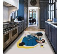 Alfombras minimalistas modernas 240x300cm dormitorio Small Worlds II Estampado arte Lavable tapete azul grande patrón geométrico felpudo blandas esterilla pelo bajo suelo alfombrilla antideslizante