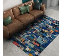 Alfombras Mosaico Abstracto cuadrícula Multicolor Lavable Alfombra Franela Pelo Corto Antideslizante Patchwork Moderno tapete Entrada Comedor casa Campo 60x120cm