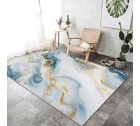 Alfombras Oro Color Blanco Lavables para Sala de Estar, Abstracto Mármol Líquido Estampado Antiincrustante de Pelo Corto Alfombra Antideslizantes para Salón Dormitorio 160 x 230 cm