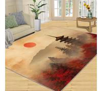 Alfombras Pagoda para Dormitorio, Alfombra de área para el Sol, alfombras Tradicionales para Sala de Estar, Alfombra y Alfombra Antideslizante, Lavable, Pelo bajo y fácil Cuidado